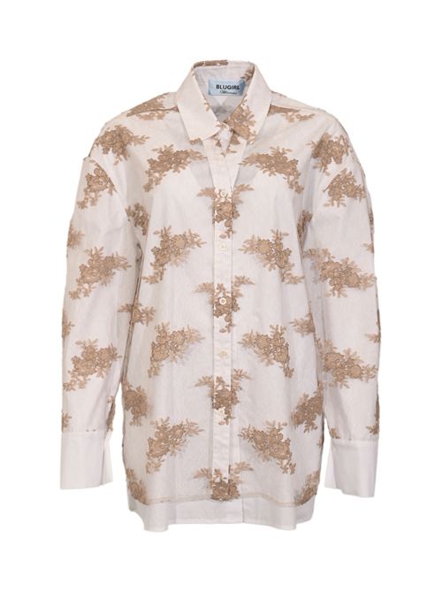 Camicia in popeline con inserti pizzo rebrodè BLUGIRL | RF5101 J3788C3842